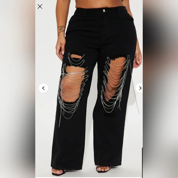 Fashion Nova NWTs Make Your Life Shine Distressed Pant - Picture 3 of 6